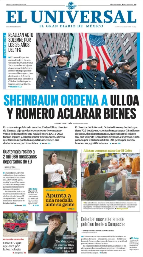Portada de El Universal