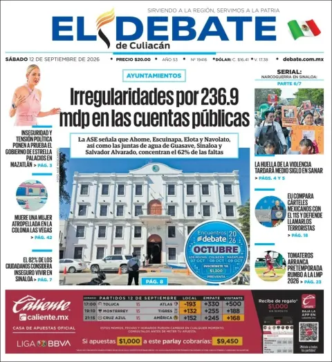 Portada de El Debate de Culiacan