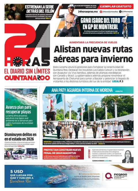 Portada de 24 Horas Quintana Roo