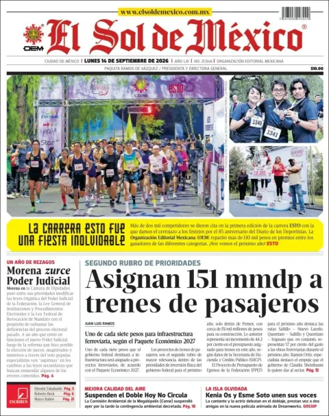 Portada de El Sol de Mexico