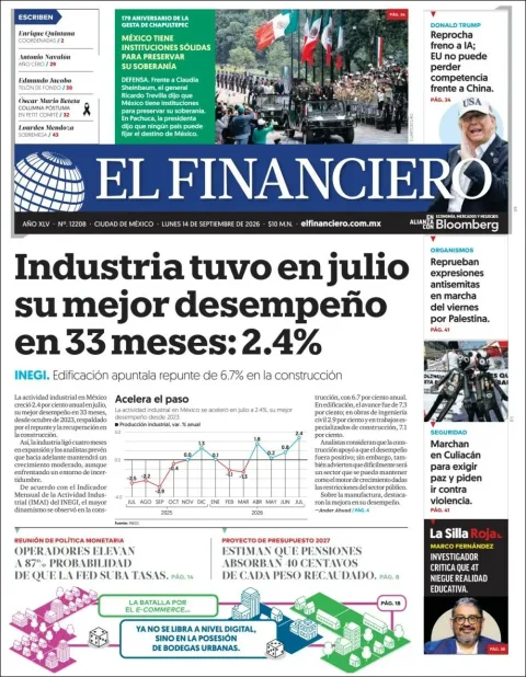 Portada de El Financiero