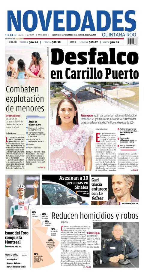 Portada de Novedades Quintana Roo