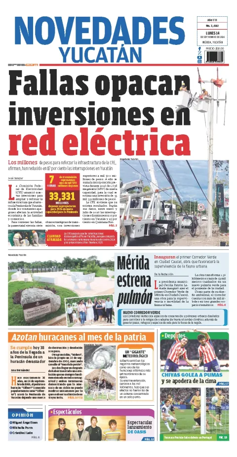 Portada de Novedades Yucatan