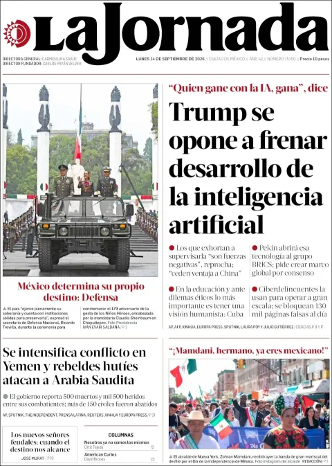 Portada de La Jornada