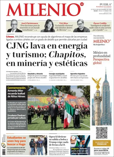 Portada de Milenio Puebla