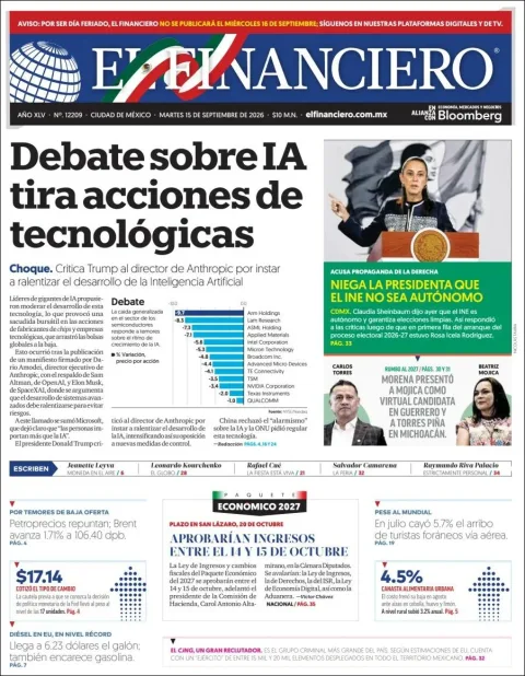 Portada de El Financiero