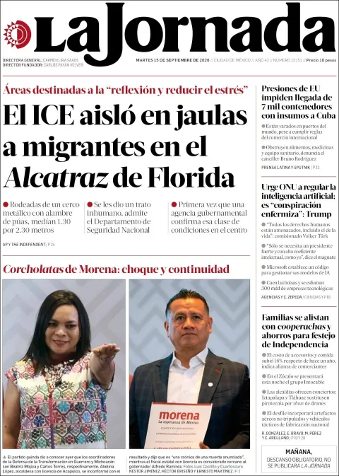 Portada de La Jornada