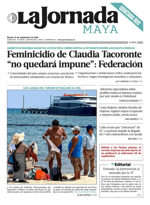 Portada de La Jornada Maya Quintana Roo
