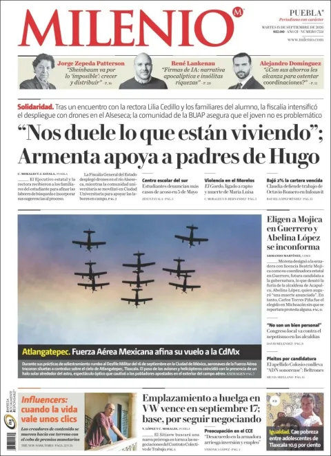 Portada de Milenio Puebla