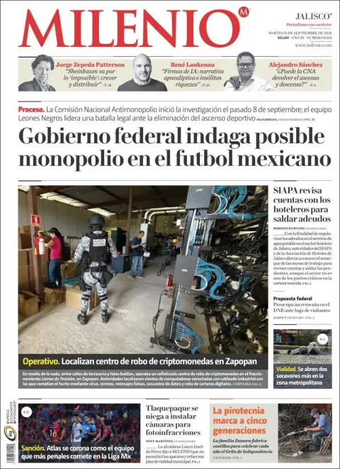 Portada de Milenio Jalisco