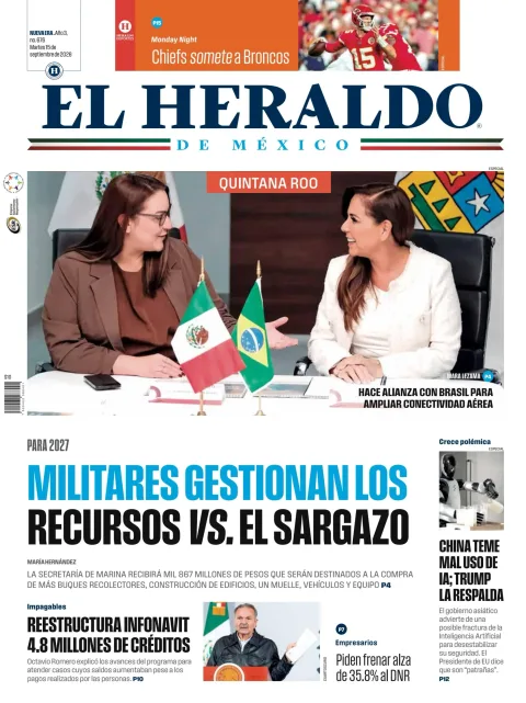 Portada de El Heraldo de Mexico - Quintana Roo