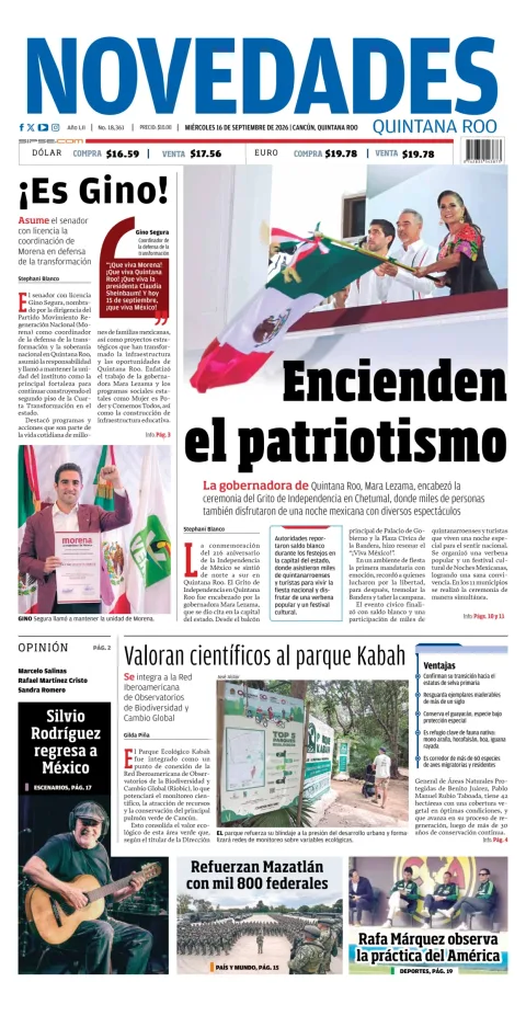Portada de Novedades Quintana Roo