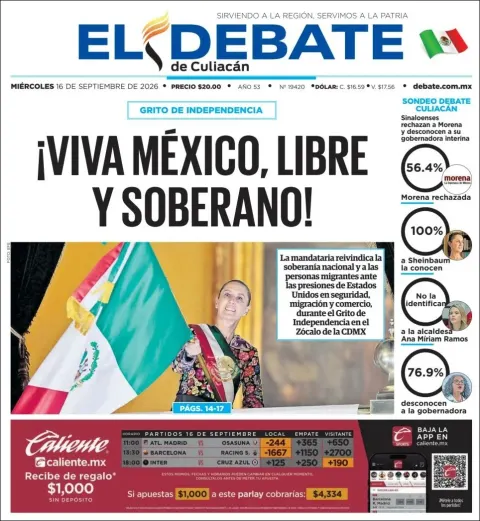 Portada de El Debate de Culiacan