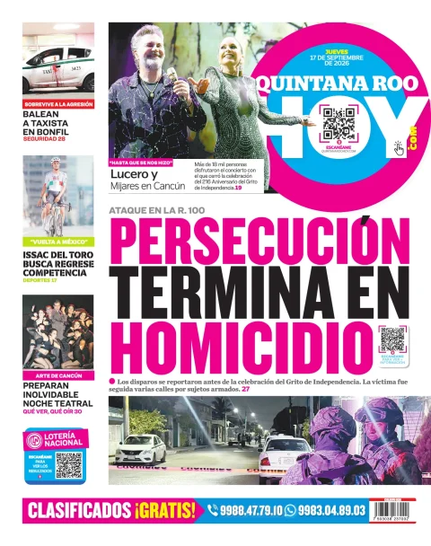 Portada de Quintana Roo Hoy (contraportada)