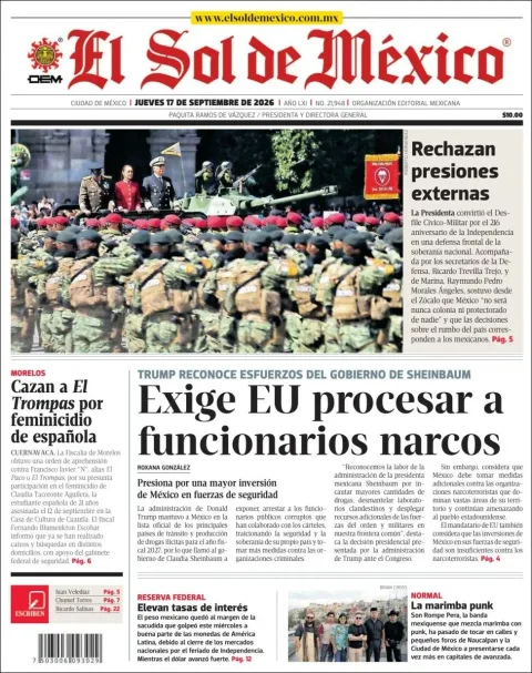 Portada de El Sol de Mexico