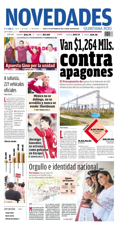 Portada de Novedades Quintana Roo