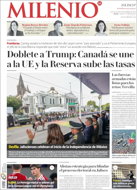 Portada de Milenio Jalisco