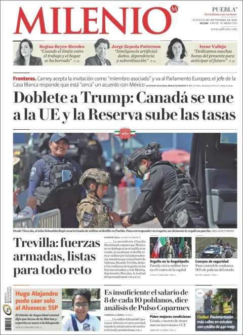 Portada de Milenio Puebla