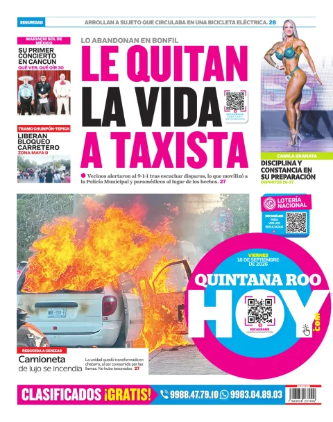 Portada de Quintana Roo Hoy (contraportada)