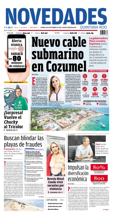 Portada de Novedades Quintana Roo