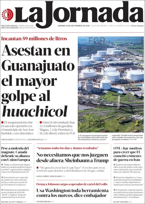 Portada de La Jornada
