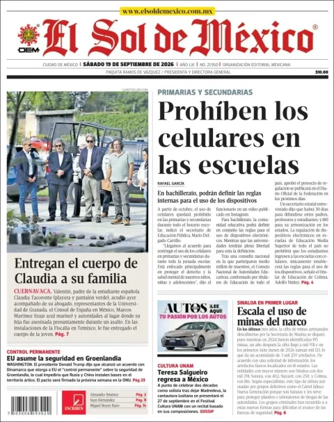 Portada de El Sol de Mexico