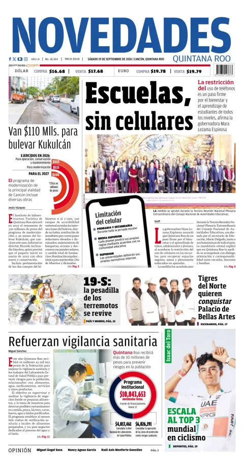 Portada de Novedades Quintana Roo