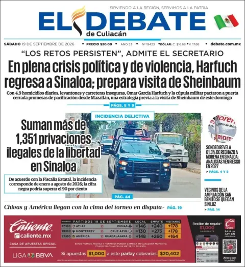 Portada de El Debate de Culiacan