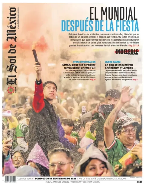 Portada de El Sol de Mexico