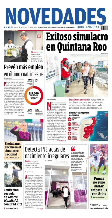 Portada de Novedades Quintana Roo
