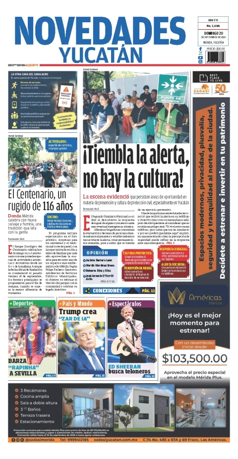 Portada de Novedades Yucatan