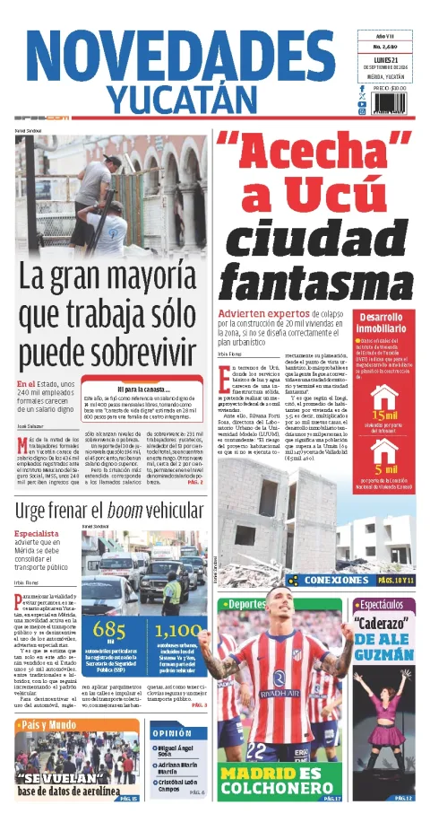 Portada de Novedades Yucatan