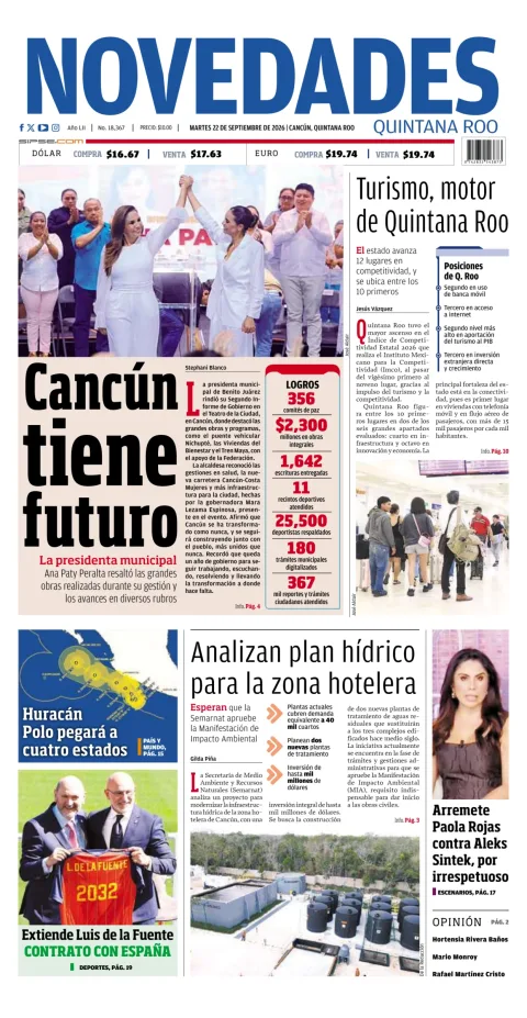 Portada de Novedades Quintana Roo