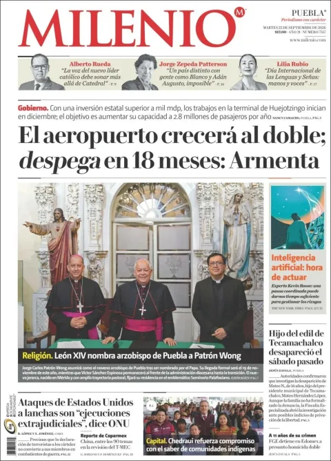 Portada de Milenio Puebla