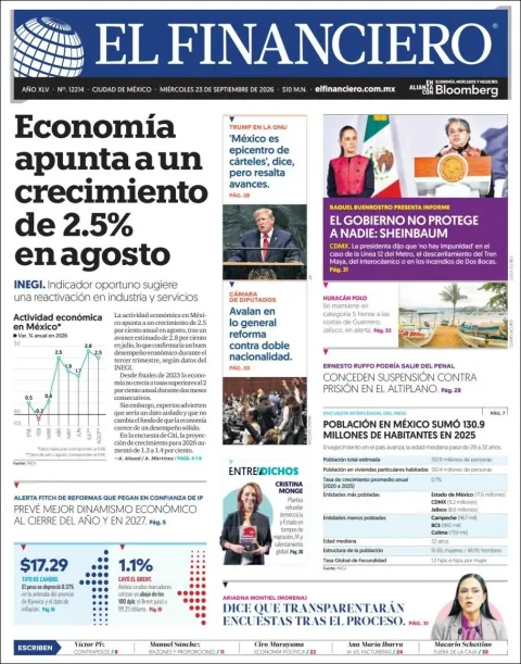 Portada de El Financiero