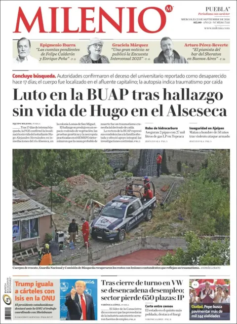 Portada de Milenio Puebla
