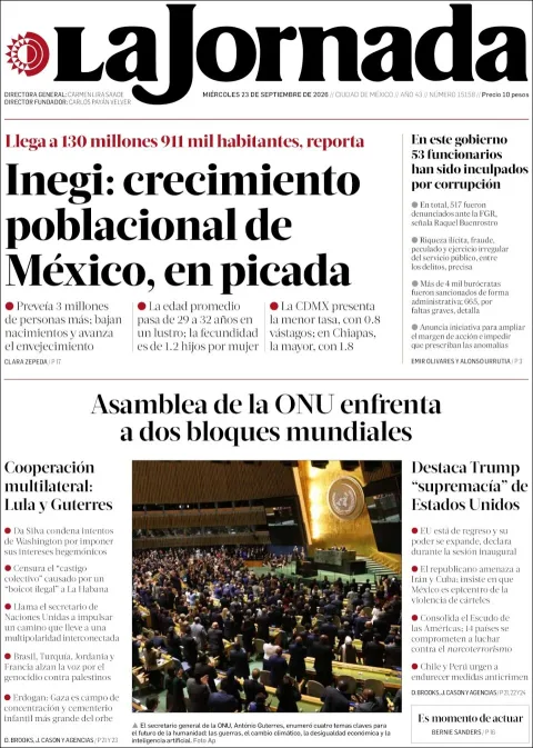Portada de La Jornada