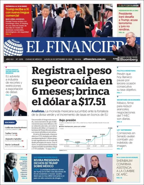 Portada de El Financiero