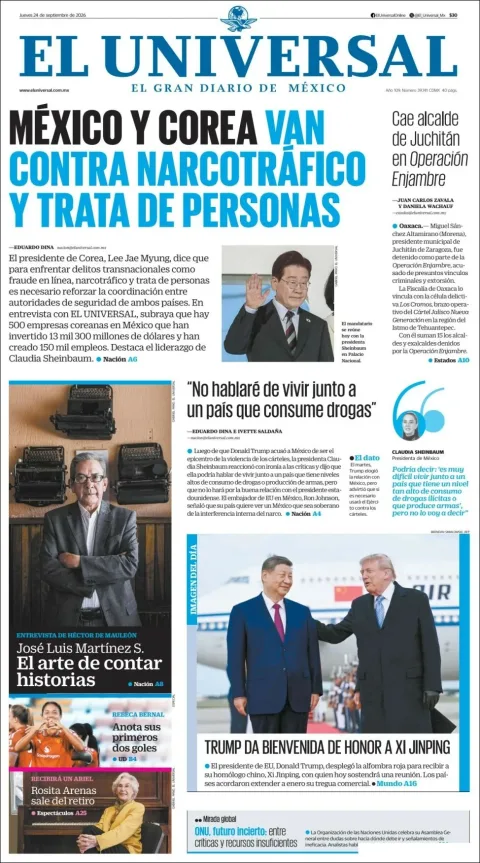 Portada de El Universal