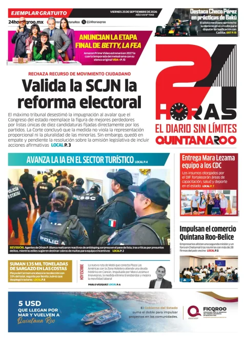 Portada de 24 Horas Quintana Roo