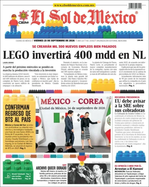 Portada de El Sol de Mexico