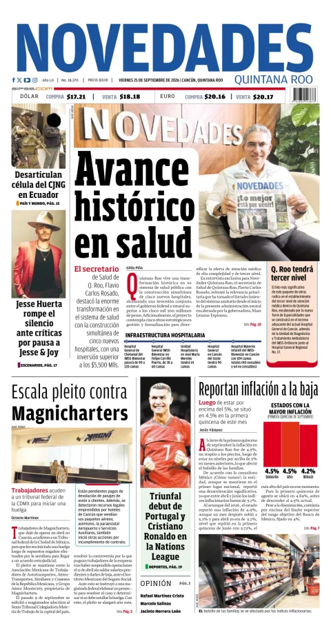 Portada de Novedades Quintana Roo