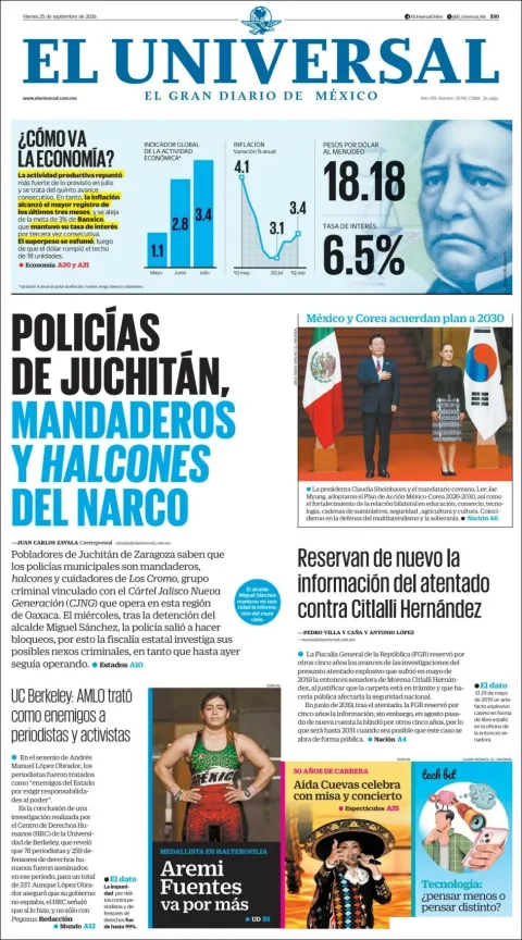 Portada de El Universal
