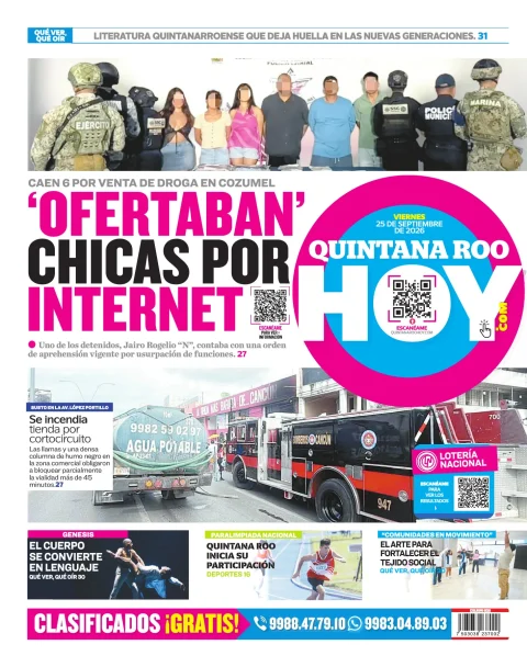 Portada de Quintana Roo Hoy (contraportada)