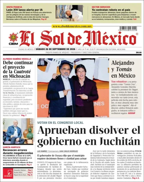 Portada de El Sol de Mexico
