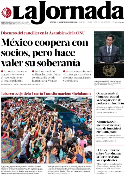 Portada de La Jornada