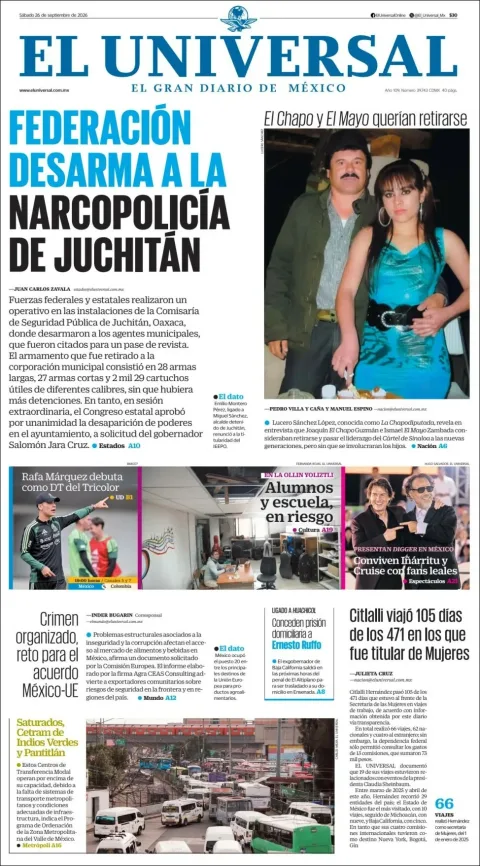 Portada de El Universal