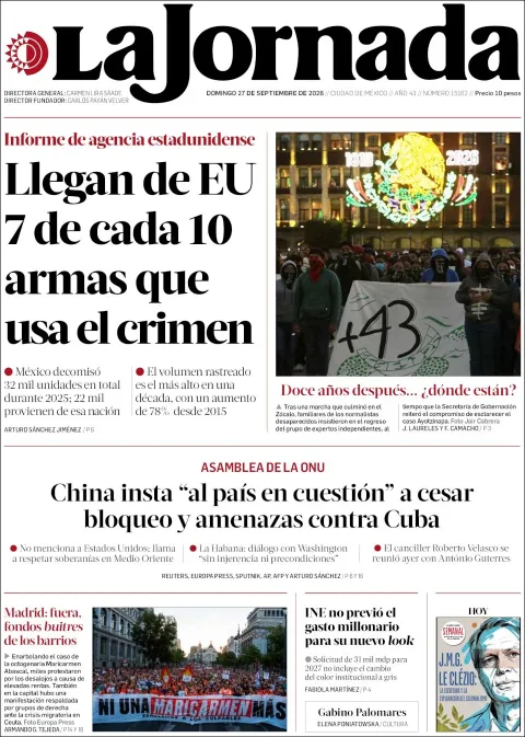 Portada de La Jornada