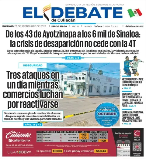 Portada de El Debate de Culiacan