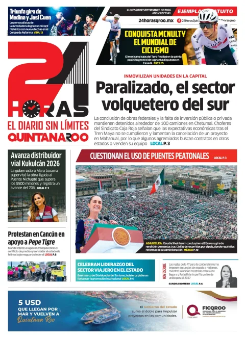 Portada de 24 Horas Quintana Roo